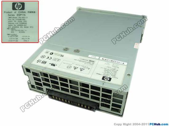 Picture of HP ProLiant ML370 G3 Server - Power Supply 500W, PS-5551-2, 230993-001, 216068-002