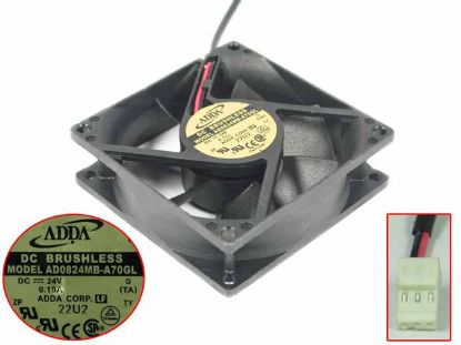 Picture of ADDA AD0824MB-A70GL Server - Square Fan T, sq80x80x25, 2-wire, 24V 0.10A