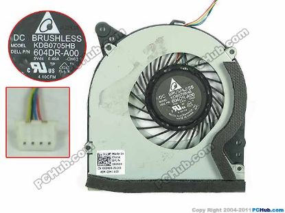 Picture of Delta Electronics KDB0705HB Cooling Fan  -CH63, 5V 0.40A, Bare fan