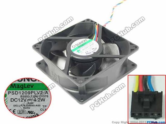 Picture of SUNON PSD1209PLV2-A Server - Square Fan B3553.F.GN.C1078, sq90x90x32, w80x4x5, 12V 4.2W