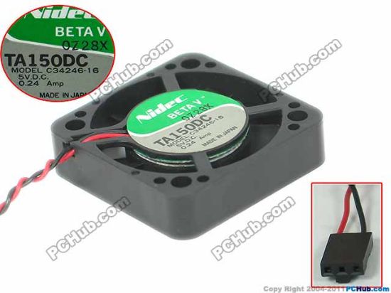 Picture of Nidec C34246-16 Server - Square Fan sq40x40x10mm, w80x2x3, DC 5V 0.24A