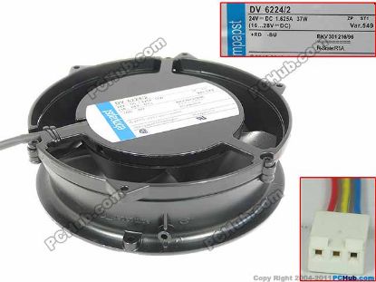 Picture of ebm-papst DV 6224 / 2 Server - Round Fan dia172x172x51mm, 3-wire, 24V 37W