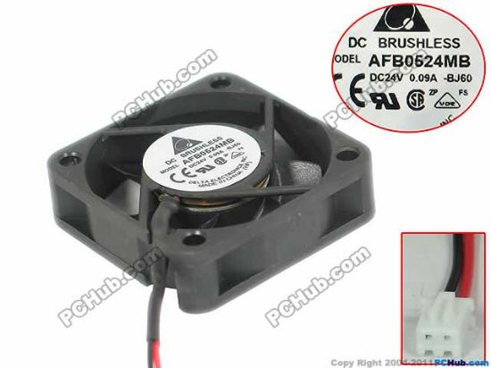 Picture of Delta Electronics AFB0524MB Server - Square Fan DC 24V 0.09A, 50x50x15mm, 2-Wire
