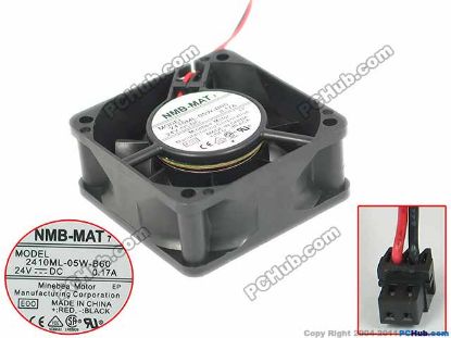 Picture of NMB-MAT / Minebea 2410ML-05W-B60 Server - Square Fan E00, sq60x60x25mm, 2-wire, DC 24V 0.17A