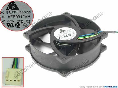 Picture of Delta Electronics AFB0912VH Server - Round Fan -9P81, dia90x90x25mm, w50x4x4, DC 12V 0.60A