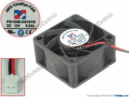 Picture of ARX FD1240-C0151D Server - Square Fan 12V0.24A, sq40x40x20mm, 100x2Wx2P
