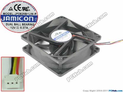 Picture of Jamicon JF0825B1UM-R Server - Square Fan 12V0.37A, sq80x80x25mm, 3W