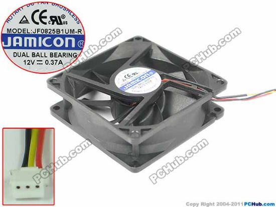 Picture of Jamicon JF0825B1UM-R Server - Square Fan 12V0.37A, sq80x80x25mm, 3W