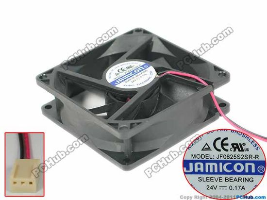 Picture of Jamicon JF0825S2SR-R Server - Square Fan 24V0.17A, sq80x80x25mm, 100x2Wx2P