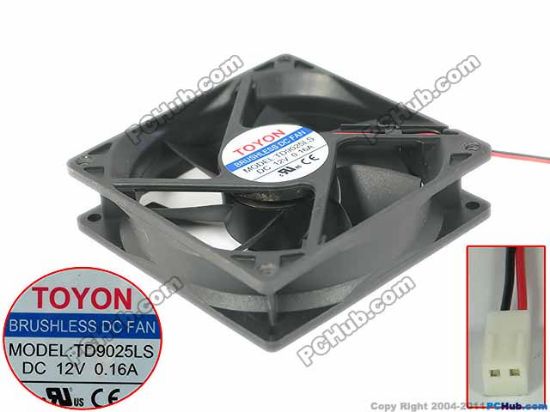 Picture of TOYON TD9025LS Server - Square Fan 12V0.16A, sq90x90x25mm, 2W