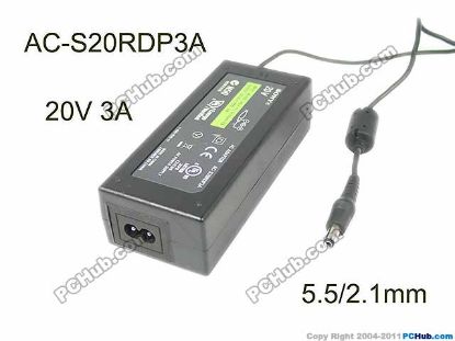 Picture of Sony AC Adapter (Sony) AC Adapter- Laptop 20V 3A, Barrel Tip, 2P