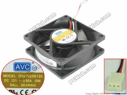 Picture of AVC DS07025B12S Server - Square Fan 006, sq70x70x25, w140x3x3, 12V 0.80A