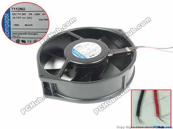 Picture of ebm-papst 7112 NU Server - Round Fan dia170x150x38mm, 2-wire, 12V 12W