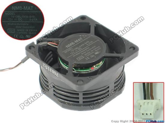 Picture of NMB-MAT / Minebea 1910RL-04W-B49 Server - Square Fan X01, sq47x47x25mm, w120x3x3, DC 12V 0.21A