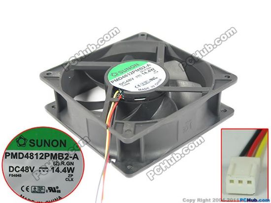 Picture of SUNON PMD4812PMB2-A Server - Square Fan (2).R.GN, sq120x120x38mm, DC 48V, 14.4W, 3-wire