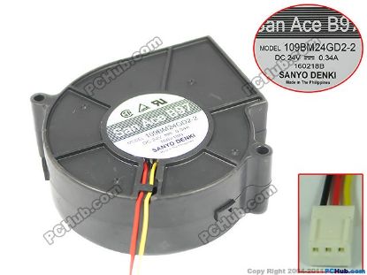 Picture of Sanyo Denki 109BM24GD2-2 Server - Blower Fan bw97x97x33, 3w, DC 24V 0.34A 