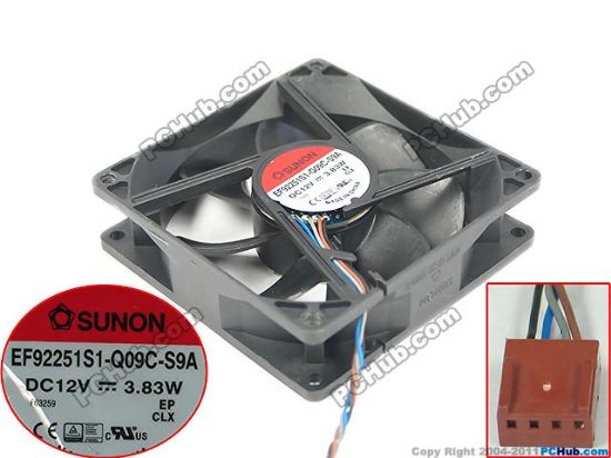 Picture of SUNON EF92251S1-Q09C-S9A Server - Square Fan SF92x92x25, w4, 12V 3.83W