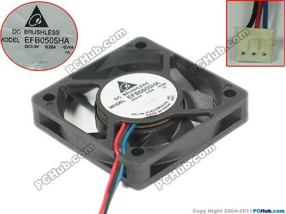 Picture of Delta Electronics EFB0505HA Server - Square Fan -SV65, sq50x50x10, w35x3x3, 3.3V 0.25A