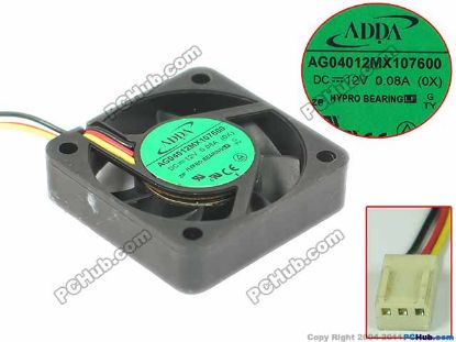 Picture of ADDA AG04012MX107600 Server - Square Fan OX, sq40x40x10mm, w50x3x3, 12 0.08A