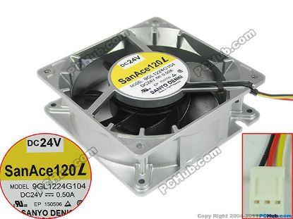 Picture of Sanyo Denki 9GL1224G104 Server - Square Fan sq120x120x38mm, 3-wire, 24V 0.50A