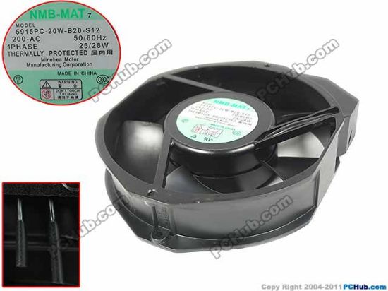 Picture of NMB-MAT / Minebea 5915PC-20W-B20 Server - Round Fan S12, dia172x150x38mm, 2-pin, AC 200V 25W, 