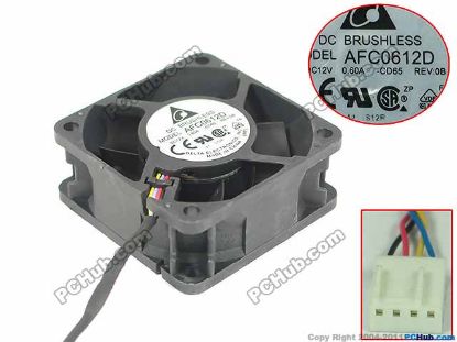 Picture of Delta Electronics AFC0612D Server - Square Fan -CD65, sq60x60x25mm, 4-wire, DC 12V 0.60A