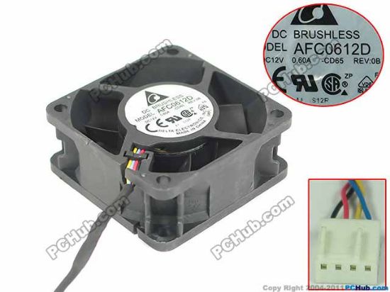 Picture of Delta Electronics AFC0612D Server - Square Fan -CD65, sq60x60x25mm, 4-wire, DC 12V 0.60A