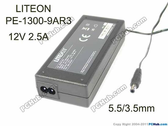 Picture of LITE-ON PE-1300-9AR3 AC Adapter 5V-12V 12V 2.5A, 5.5/3.5mm WP, 2P
