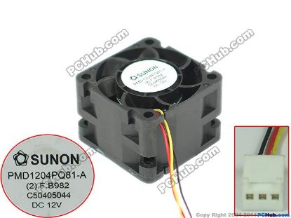 Picture of SUNON PMD1204PQ81-A Server - Square Fan (2).F.B982, sq40x40x28mm, 3-wire, DC 12V 0.75A