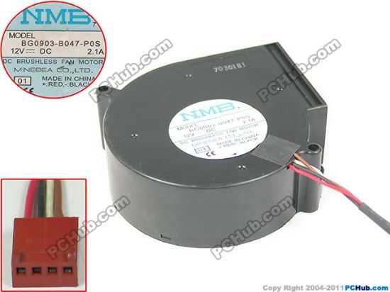 Picture of NMB-MAT / Minebea BG0903-B047-P0S Server - Blower Fan 1, bw97x97x33mm, w80x 4x 4, DC 12V 2.10A, 