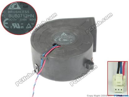 Picture of Delta Electronics BUB0712HN Server - Blower Fan -BD43, br70x70x33mm, 3-wire, DC 12V 0.45A