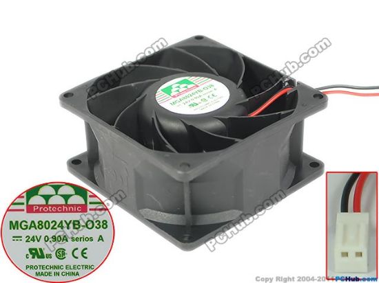 Picture of Protechnic Magic MGA8024YB-O38 Server - Square Fan , sq80x80x38mm, 2-wire, DC 24V 0.90A