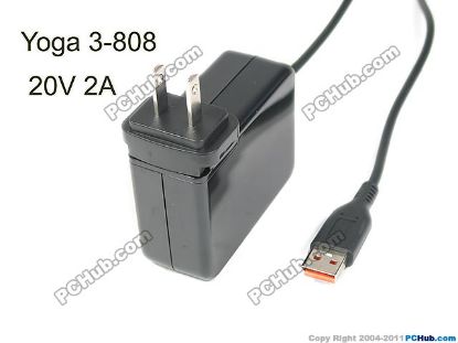 Picture of Lenovo AC Adapter (Lenovo) AC Adapter- Laptop Yoga 3-808, 20V 2A, USB Tip, US 2P Plug, New
