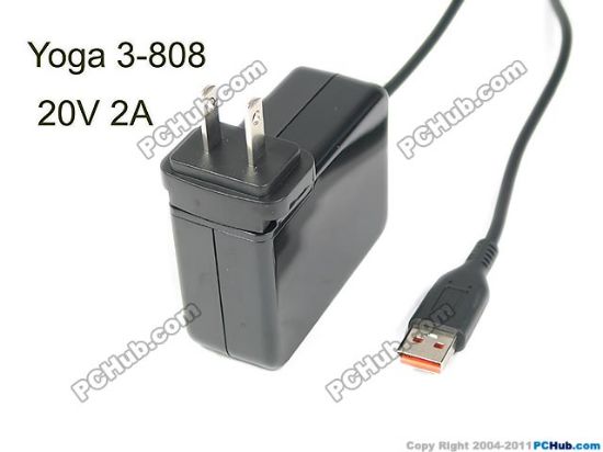 Picture of Lenovo AC Adapter (Lenovo) AC Adapter- Laptop Yoga 3-808, 20V 2A, USB Tip, US 2P Plug, New