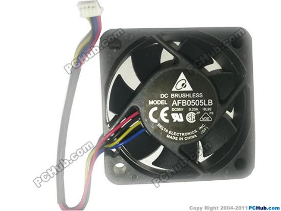 Picture of Delta Electronics AFB0505LB Server - Square Fan 8L92, DC 5V 0.23A, 50x50x15mm, 4-Wire