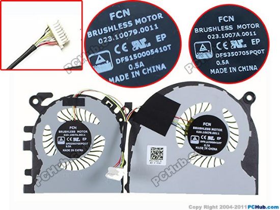 Picture of Forcecon DFS350705PQ0T Cooling Fan  5V 0.5A, DFS150005410T, 023.10079.0011, 2Fan, New