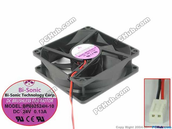 Picture of Bi-Sonic BP802524H-10 Server - Square Fan sq80x80x25, 2-wire, 24V 0.13A