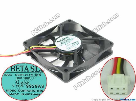 Picture of Nidec D08R-24TM Server - Square Fan 01B, sq80x80x15mm, w80x3x3 24V 0.13A
