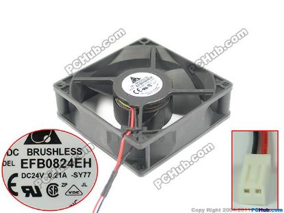 Picture of Delta Electronics EFB0824EH Server - Square Fan -SY77, sq80x80x25mm, 2-wire, DC 24V 0.21A