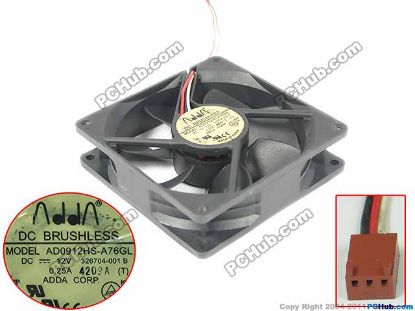 Picture of ADDA AD0912HS-A76GL Server - Square Fan A, (T), 12V0.25A, sq90x90x25mm, 3W