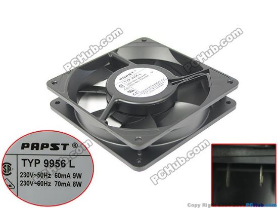 Picture of ebm-papst TYP 9956 L Server - Square Fan TYP9956L, sq120x120x25, AC 230V 9W