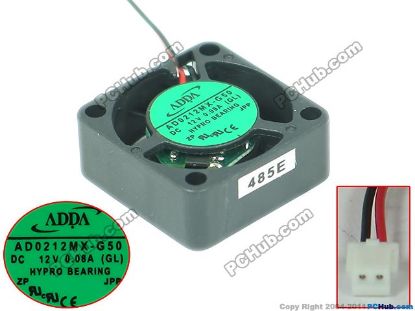 Picture of ADDA AD0212MX-G50 Server - Square Fan DC 12V 0.08A, 25x25x10mm, 2-wire, New