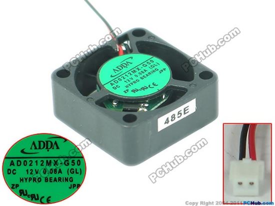 Picture of ADDA AD0212MX-G50 Server - Square Fan DC 12V 0.08A, 25x25x10mm, 2-wire, New