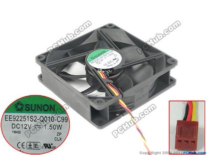 Picture of SUNON EE92251S2-Q010-C99 Server - Square Fan sq90x90x25mm, w80x3x3, 12V 1.50W