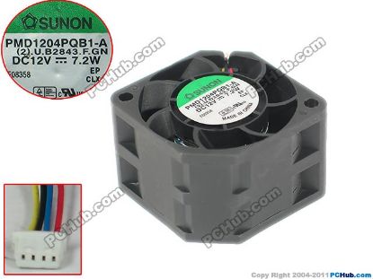 Picture of SUNON PMD1204PQB1-A Server - Square Fan (2).U.B2843.F.GN, sq40x40x28mm, DC 12V 7.2W, W30X4