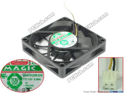 Picture of Protechnic Magic MGA7012UR-O15 Server - Square Fan 12V0.58A, sq70x70x15mm, 2W