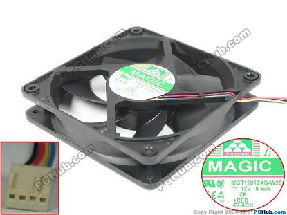 Picture of Protechnic Magic MGT12012XB-W25 Server - Square Fan , sq120x120x25mm, 4-wire, DC 12V 0.52A