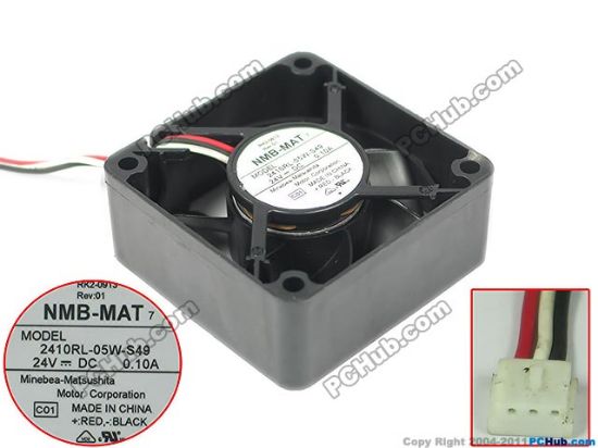 Picture of NMB-MAT / Minebea 2410RL-05W-S49 Server - Square Fan C01, sq60x60x25, 3-wire, 24V 0.10A