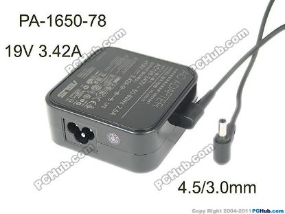 Picture of ASUS Common Item (Asus) AC Adapter- Laptop PA-1650-78, 19V 3.42A, Barrel 4.5/3.0mm, 3-Prong