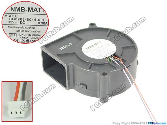 Picture of NMB-MAT / Minebea BG0703-B044-00L Server - Blower Fan E1, sq75x75x30, w35x3x3, 12V 0.38A